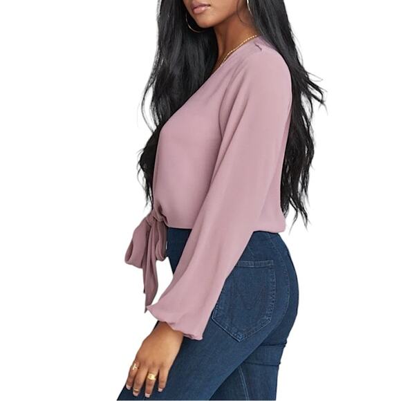 NWT Show Me Your MuMu Tatum Tie Top in Antique Rose Chiffon Size Medium - Picture 2 of 7